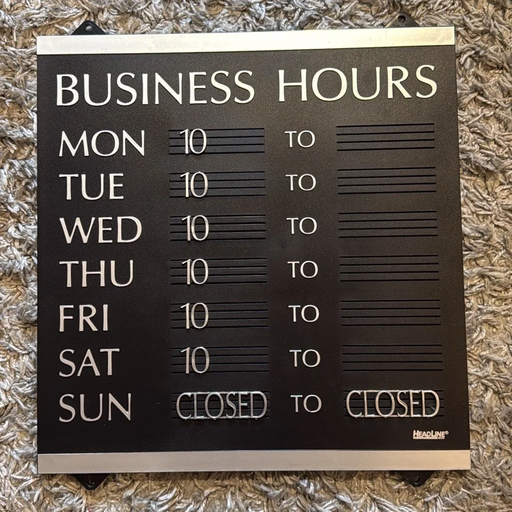 Black Business Hours Sign